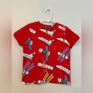Mini Boden Red Airplane and Space Shirt